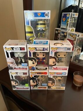 Funko Pop! Collection with Gold, Blue, Red, Black, White Figures